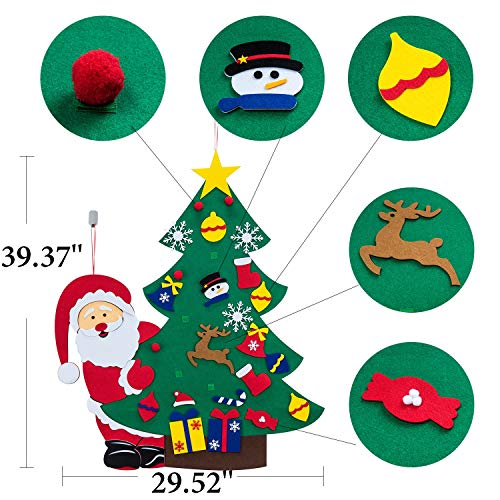 SUNTECH DIY Felt Christmas Tree with 38 Pcs Ornaments Wall Hanging Xmas Gifts Home Door Decoration - Thumbnail 6