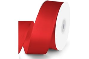 KMER LIFE 1-1/2" Wide x 50 Yards Red Single Faced Polyester Satin Ribbon - Perfect for Wedding Decor, Wreath, Crafts, Gift Wrapping & Other Projects