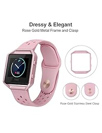 ESeekGo Compatible with Fitbit Blaze Bands, 2 Pack Sport Silicone Band with Metal Frame Compatible with Fitbit Blaze Breathable Replacement Wristband for Men and Women