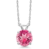 Gem Stone King 14K White Gold Pink Mystic Topaz Pendant Necklace for Women | 1.65 Cttw | Gemstone November Birthstone | Round 7MM | With 18 Inch Chain