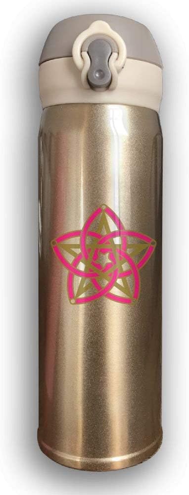 Sports Drinking Bottle, Travel Mug Vacuum Bottle, Stainless Water Bottle Thermal Insulated Cup with Bounce Cover Designed Pentagram & Venus Flower,17 Oz