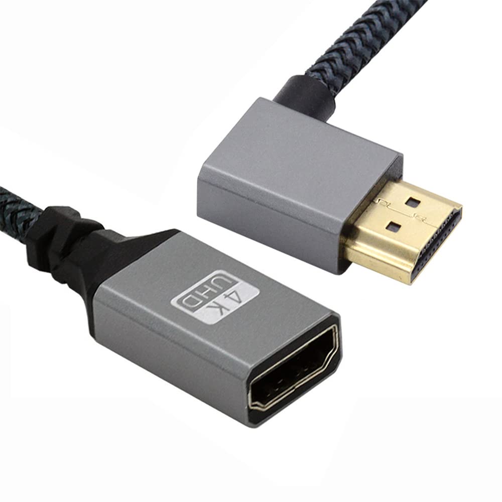 NFHK HDMI 1.4 Type A Male to A Female Extension Cable Right Angled 90 Degree Support HDTV 4K 60hz 3D