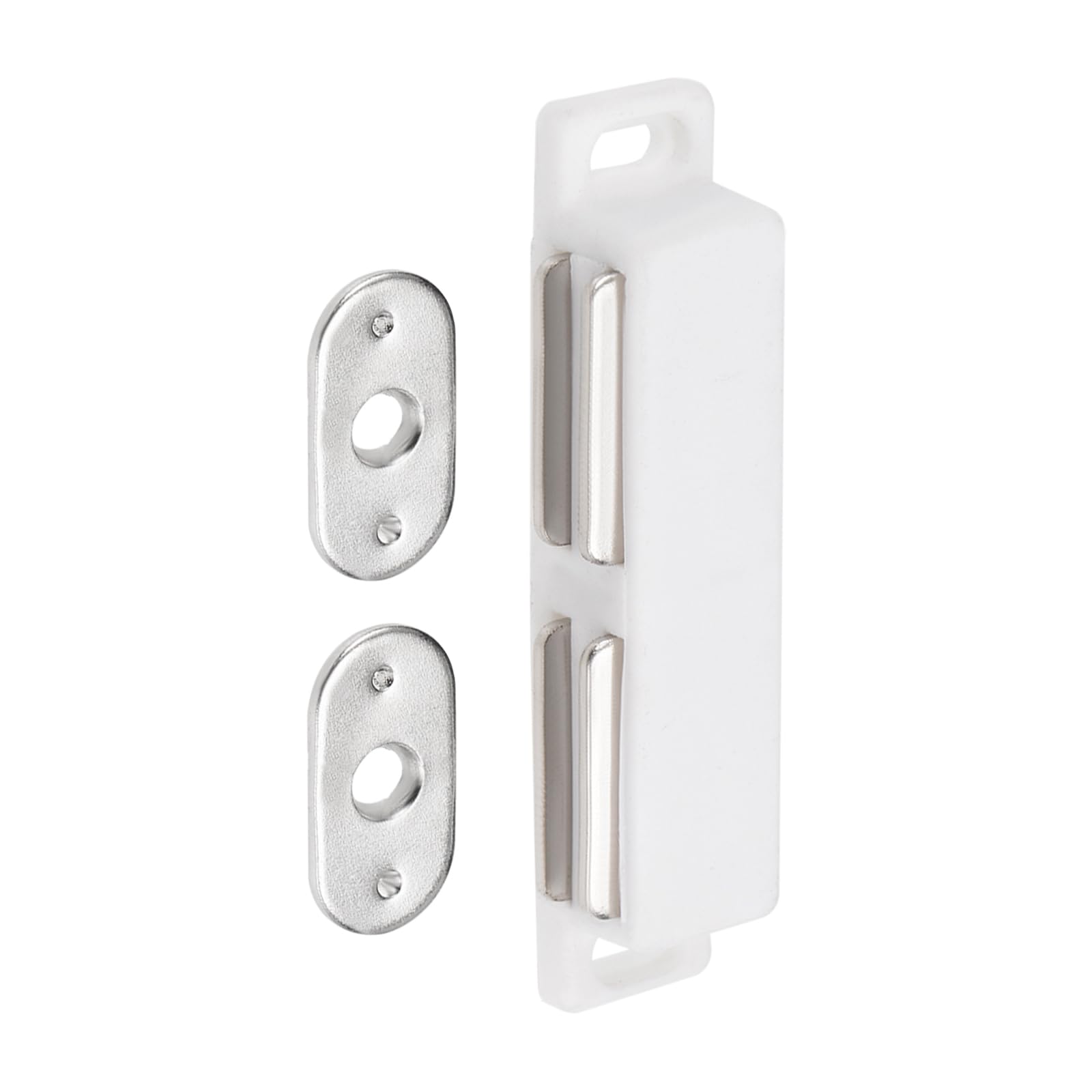 DTGN 74x20mm(LxW) Magnetic Touch Latch - 1 Pack - Good for Kitchen Cupboard Drawer Furniture - Plastic Magnetic Catch Latch Closures - White