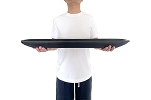 LINSUO Wooden Dough Bowl Decor, Vintage Wooden Bowl Hand Carved Home Decor for Dining Table Center, Living Room, Kitchen Decor. (30inch black)