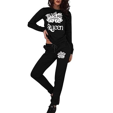 Pants Suit 2 Pcs Baymate Women Casual Printed Tracksuit Jogging Tops