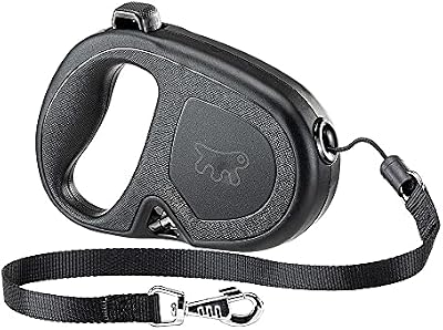 Trela retrátil para cães grandes e médios Flippy One cord M, corda extensível 5 m, MÁXIMO 20 kg, preta