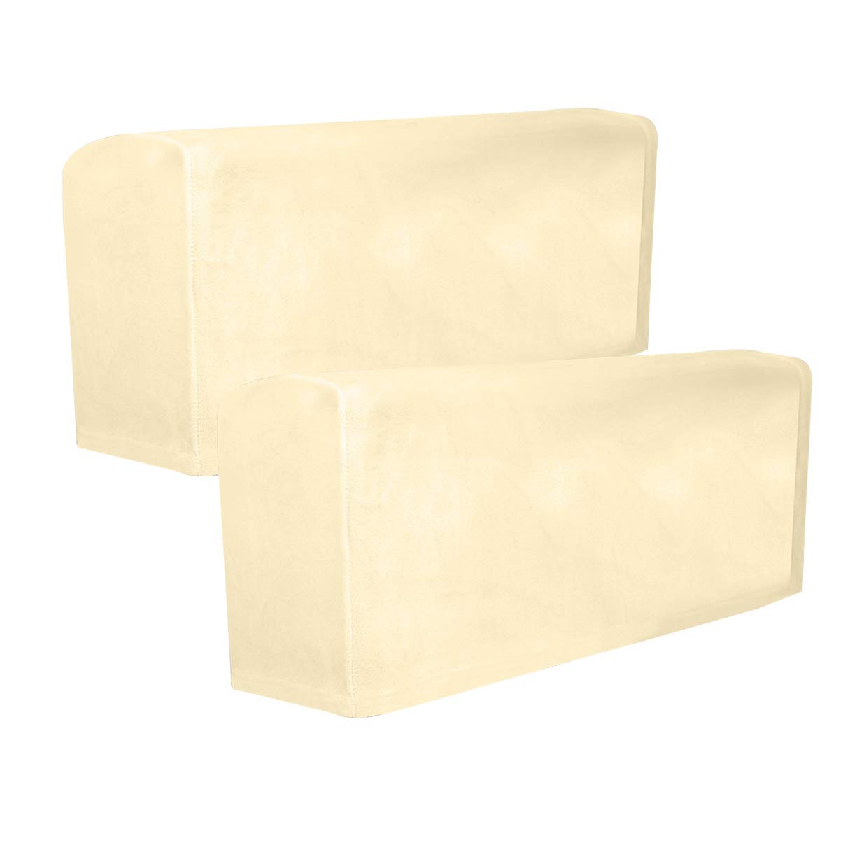 VOSAREA 2pcs Stretch Fabric Armrest Covers Anti-Slip Furniture Protector Armchair Slipcovers for Recliners Sofas Chairs (Beige)
