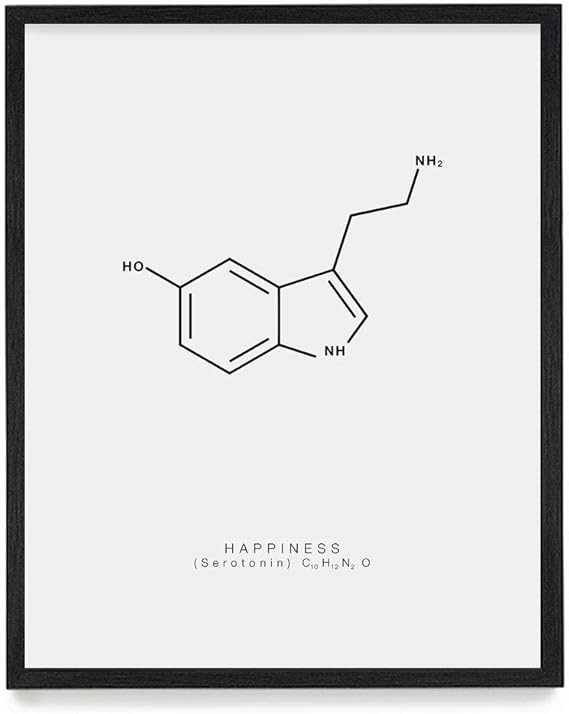 Wunderkammer Studio - Happiness Serotonin Molecule Poster Print - Scientific Wall Art - House Home D&eacute;cor - Housewarming Gift - 8 x 10 Unframed Art Print