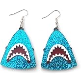 Acrylic Shark Mouth Shape Dangle Earrings Cute Animals Resin Sparkly Drop Jewelry for Women