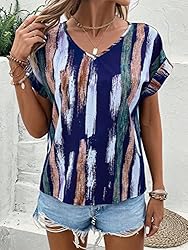 Floerns Women's Short Sleeve Business Casual Tops