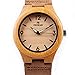 Wooden Watch, Women's Quartz Watch Bamboo Case with Brown Cowhide Leather Strap