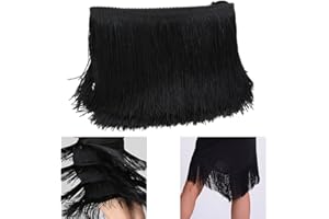 10 Yards Sewing Fringe Trim, BetterJonny 6inch Tassel Fringe Trim for Sewing Black Long Chainette Fringe Tassel Trim DIY Craf