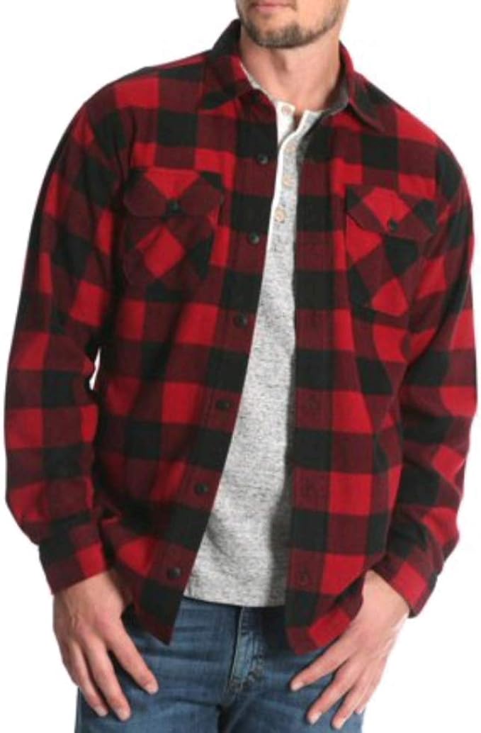 Wrangler Mens Long Sleeve Fleece Flannel Shirt (3XL 54/56, Biking Red) at Amazon Men’s Clothing