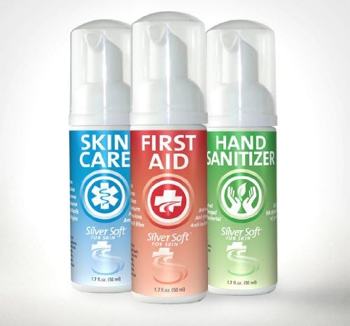 SilverSoft 3 Pack - First Aid Antiseptic, Hand Sanitizer & Skin Care Foam - Alcohol Free, Antibacterial