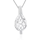 LGSY 925 Sterling Silver Waterdrop Oval Cage Pendants Crafting Charm for DIY Necklace Bracelet Jewelry Making