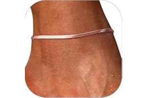 FOCALOOK Anklets Bracelet for Women 14K Gold Plated Waterproof Mariner Cuban Flat Snake Chain Anklet Summer Beach Jewelry 22-