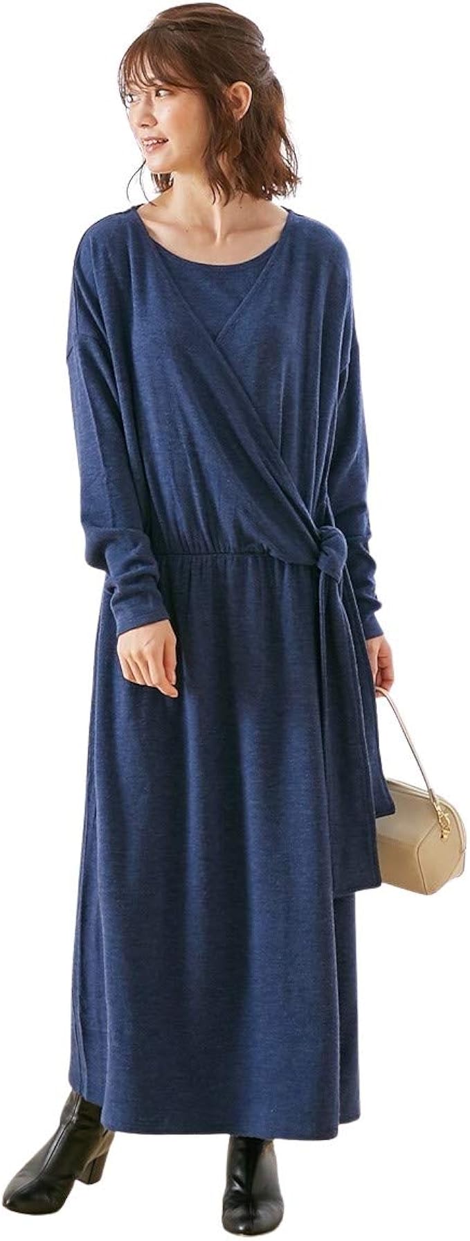 Amazon Co Jp Nissen ニッセン ワンピース チュニック きれいめ 大きいサイズ マタニティウェア 授乳服 産前 産後 授乳服 ニットソーカシュクールマキシ丈マタニティワンピース 服 ファッション小物