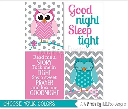 Owl nursery art, Owl art prints, Girls room art owls, Read me a story, Baby girl nursery art, Nursery art prints, Nursery owl decor - SET OF 4 UNFRAMED ART PRINTS #0874