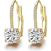 14K Gold Dangle Earrings for Women Stylish Leverback Drop Earring with Cubic Zirconia Jewelry Gifts for Women Mom Her
