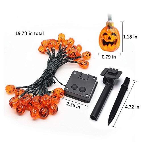Solar String Lights Yostyle Newest Halloween Themed Waterproof Lights 3D Jack-O-Lantern Pumpkins for Home Patio Garden Yard Decoration Outdoor&Indoor(20FT 30LEDS Warm White)