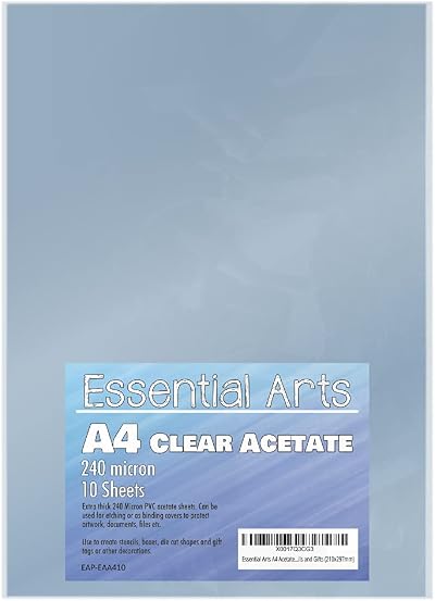 Essential Arts A4 Clear Acetate 240 Micron Pack of 10 Sheets