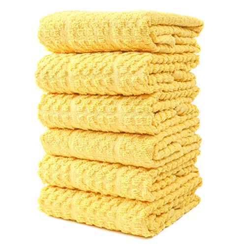 RIANGI Kitchen Towels Cotton, Yellow Kitchen Towels Set of 6, Cotton ...