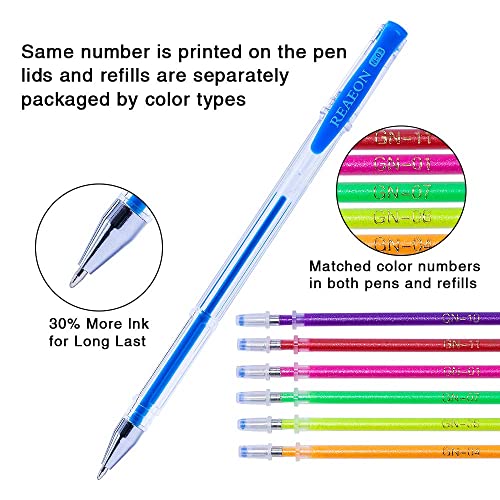 Gel Pens, Reaeon 200 Pack Pen with Case for Adult Coloring Books, 100