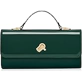 Huralona Women Metallic PU Leather Evening Clutch Purse Square Box Handbag Crossbody Shoulder Bag with Twist Lock Closure