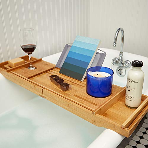 Bathtub Tray/Bathroom Caddy Bath Table Accessories Bamboo Trays for
