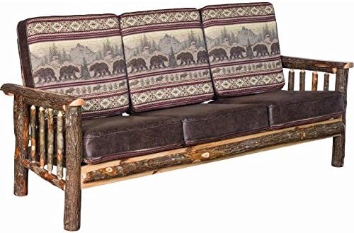 Amazon Com Rustic Hickory Log Faux Leather Sofa Faux Brown