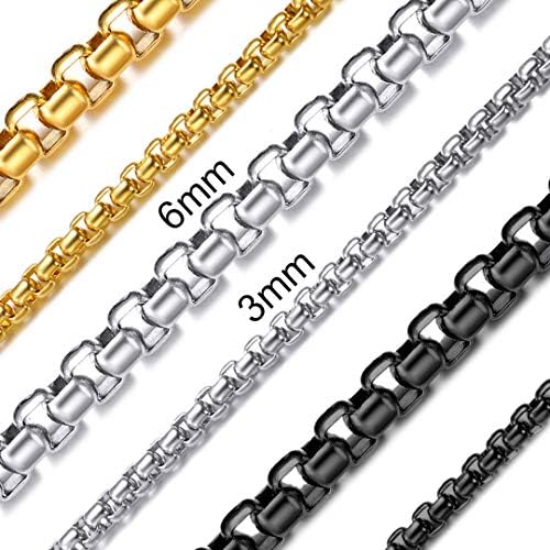 Mens Stainless Steel Chain Necklaces Curb Twist Rope/Wheat/Box Gold Plated/Black Metal Plated 3MM 4MM 6MM Unisex Jewelry