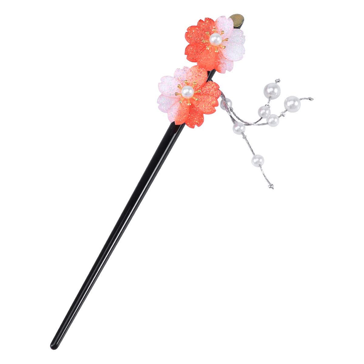 Lurrose Cherry Blossom Hairpin Vintage Decorative Hairpin for Women Red Acrylic Flowers Suitable for Hair Accessories and Bun Pins