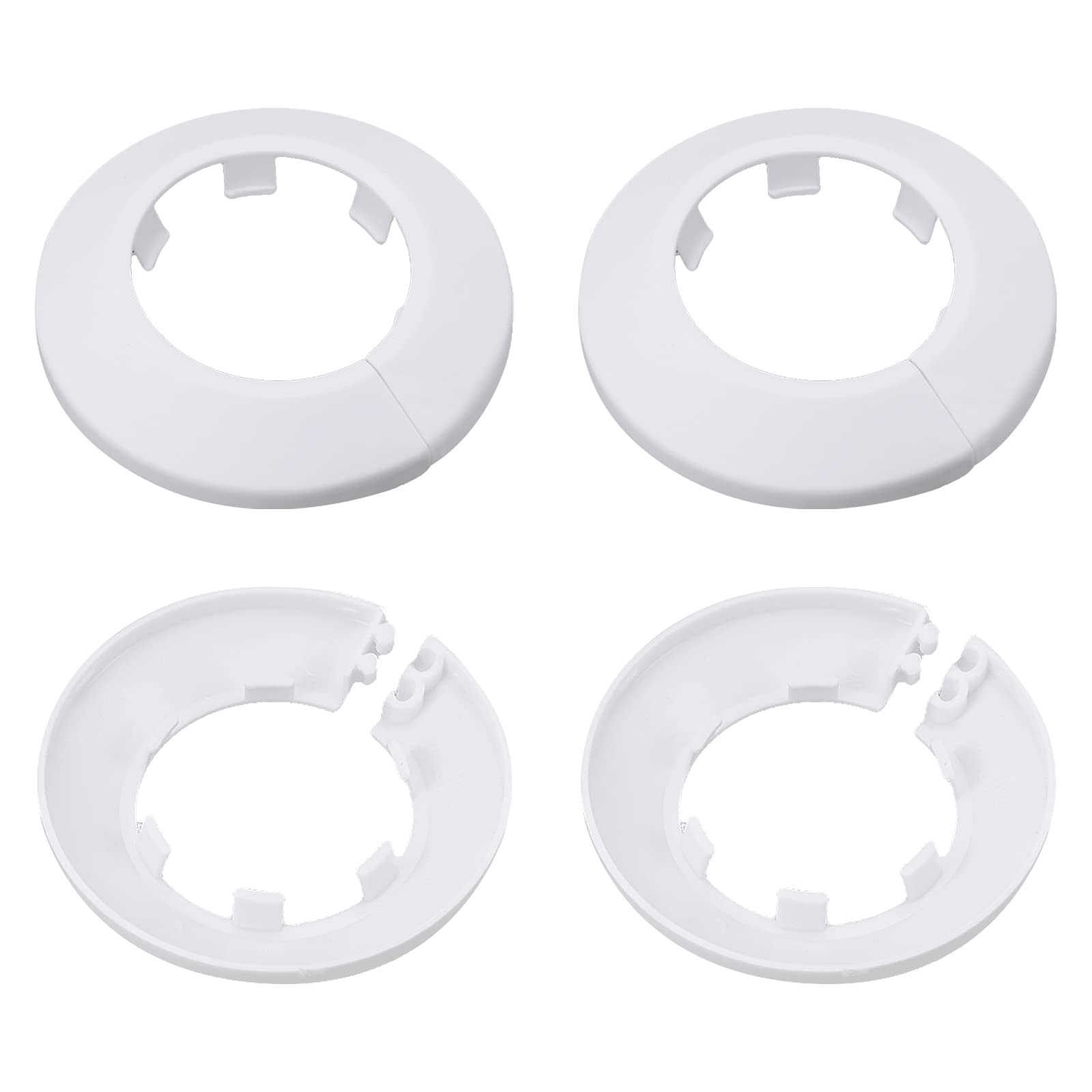 DTGN 72x13mm(DxT) Pipe Cover Decoration - 4Pack - Good for Bathroom Kitchen 40mm Dia Pipe - PP Plastic Escutcheon - White