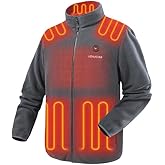 Venustas Men's Fleece Heated Jacket with Battery Pack, Soft Lightweight Heated Coat for Outdoor