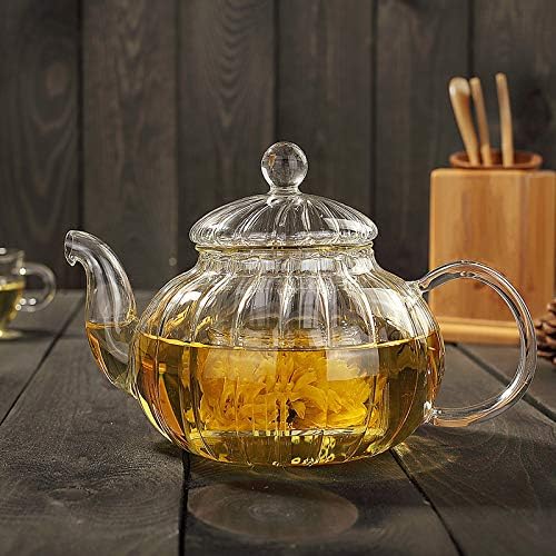 Amazon Com Tea Ceremony Pumpkin Glass Teapot With Glass Filter Clear Glass Teapot Heat Resistant Premium Quality Teapot Gift 600 Ml 20 3 Oz One Teapot Teapots