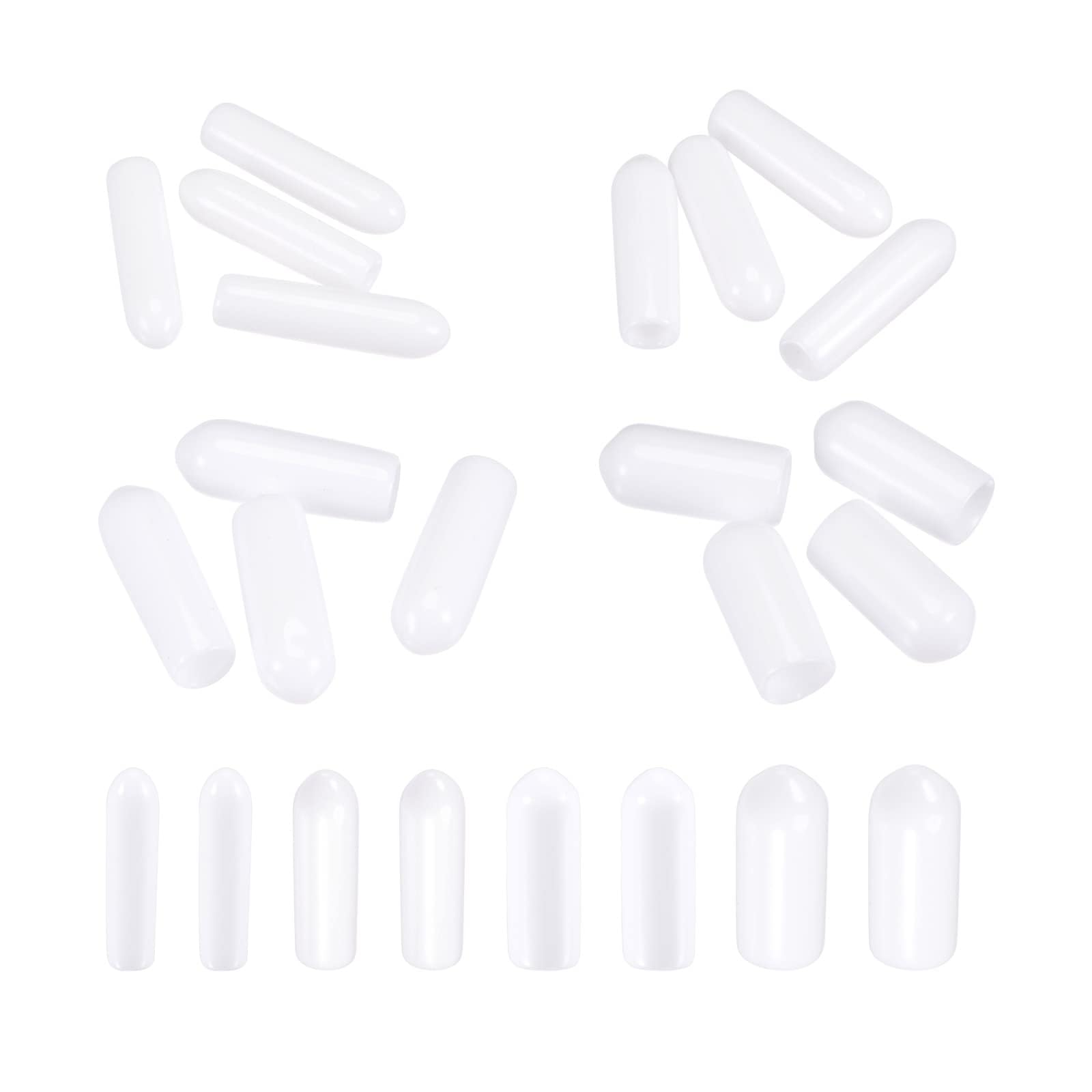TA-VIGOR 100Pcs Rubber End Caps, 2mm / 3mm / 4mm / 6mm ID Round Flexible Screw End Caps Thread Protectors, White Vinyl Bolt Covers Rubber Covers for Screws, Tubes, Cables, Wires, etc