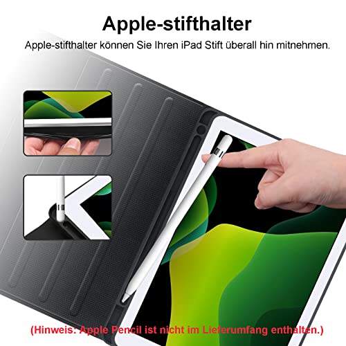 JADEMALL Tastatur Hülle für iPad 9/8/7 Generation 2021/2020/2018, iPad Pro 10.5 Zoll, iPad Air 3 Hülle mit Magnetische Bluetooth QWERTZ-Deutsche Tastatur, iPad 10.2 Tastatur Hülle, Schwarz