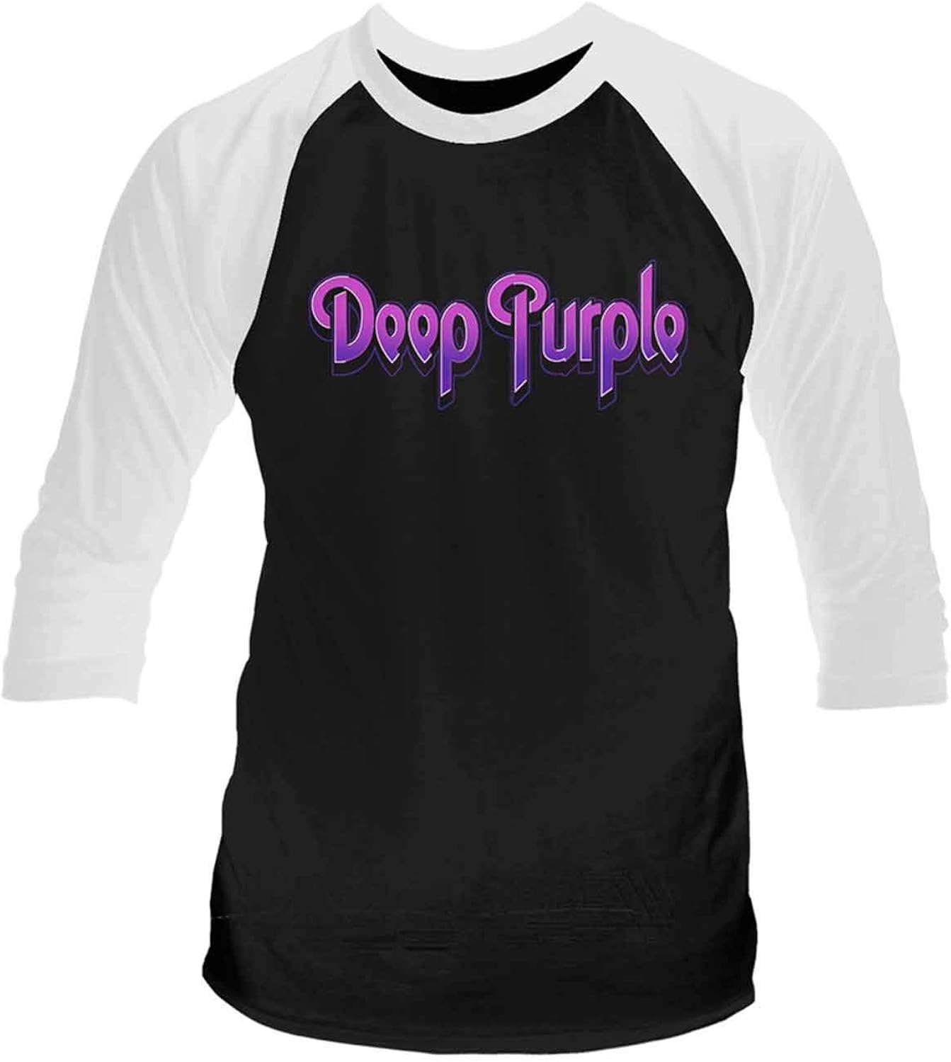 Deep Purple T Shirt Classic Band Logo Official Mens Black 3/4 Sleeve