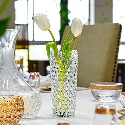 Verdickte Kristallglasvase für Dekoration, klare Blumenvasen für Tafelaufsätze, Wohnzimmer, Küche, Büro, Hochzeit