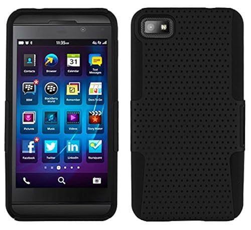 Black MESH Hybrid Soft Skin Hard CASE Cover for BlackBerry Z10 Phone (aka  London, Surfboard, STL100-4) (Verizon, AT&T, T-Mobile, Unlocked) in Bahrain 