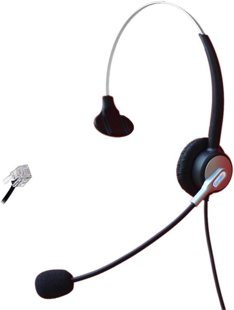 Comdio Corded Call Center Telephone Headset Headphone with Mic for Avaya 1416 2420 5410 Aastra 6757i Mitel 5330 NEC Aspire DT300 DSX Polycom and ShoreTel IP230 IP Phones (Monaural 303A)