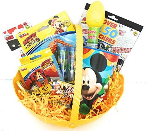 Happy Easter Basket MEGA Kids Toddlers Gift Children Pre Made Eggs Goodies Candy Jump Rope Cup Bookmark Pen Cards Sticker Book Baskets Mickey Mouse