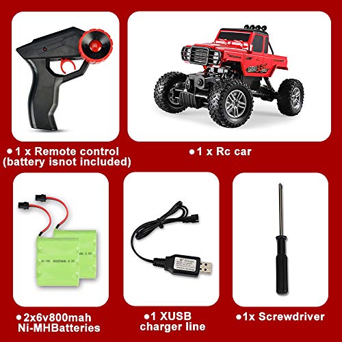 RC Car, DOUBLE E 2020 Updated Remote Control Car 2.4Ghz Off Road Monster Trucks for Boys with Two Rechargeable Batteries DIY Sitcker Electric Toy Truck for All Kids