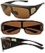 Bestum Driving Glasses Wraparounds Polarized Fitover Sunglasses (Matte black, Brown)