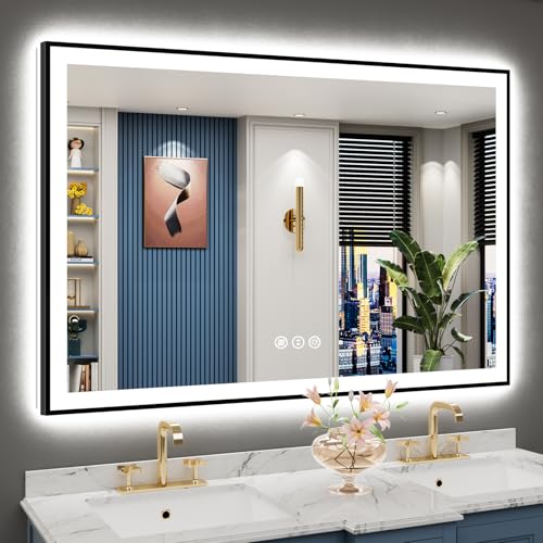 AWANDEE Black Framed LED Bathroom Mirror Lights
