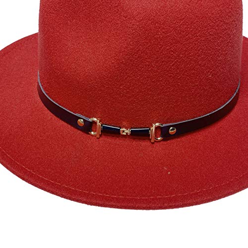 Xiang Ru Damen Fedora Hut Herren Wolle Trilby Panama Cap - Ledergürtel Trim Abnehmbares Band – Bild 4