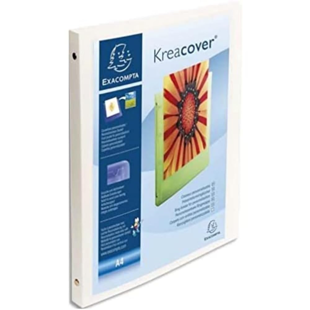Exacompta - ref. 51189E - 1 Customizable opaque soft PP binder 1 pocket - 4 round rings, 15 mm diameter - External dimensions: 32 x 25 cm - A4 file format - Colour: white