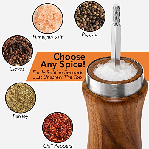 Gennua Kitchen Wooden Salt and Pepper Grinder Set Refillable Salt