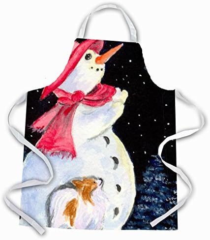 Carolines Treasures Ss8793Apron Snowman With Papillon Apron Large Multicolor
