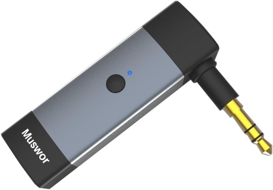 MusworWireless Bluetooth Receiver Adapter for Headphones Beats Studio/Studio 2.0 / Solo / Solo2, Sony MDR-100AAP / MDR-1A and more, Car Audio Aux-In and Speakers are compatible with 3.5mm plug jack